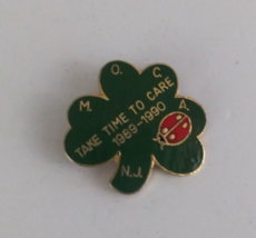 Vintage 1989-1990 M.O.C.A. Take Time To Care N.J. 3 Leaf Clover Lapel Hat Pin - £5.72 GBP