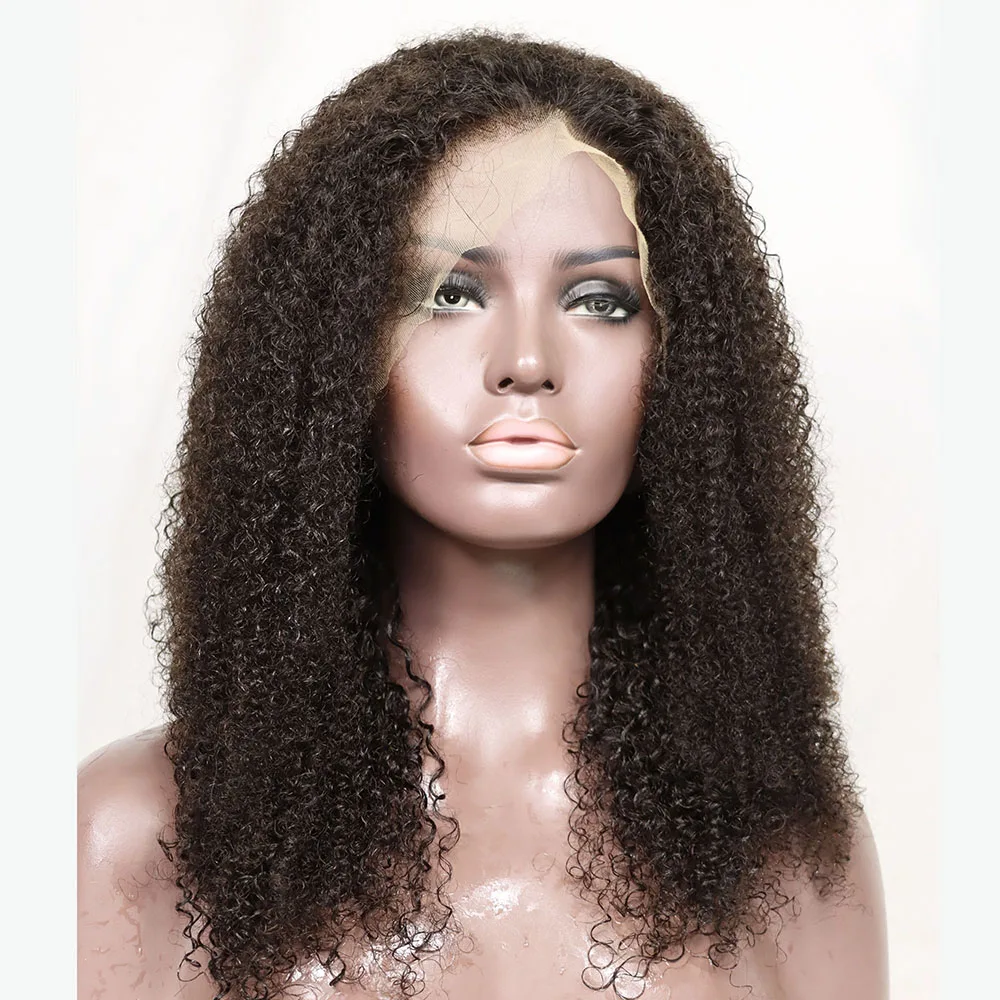 Kinky Curly Lace Frontal Human Hair Wigs Transparent U Part Virgin Brazilian - £55.98 GBP+