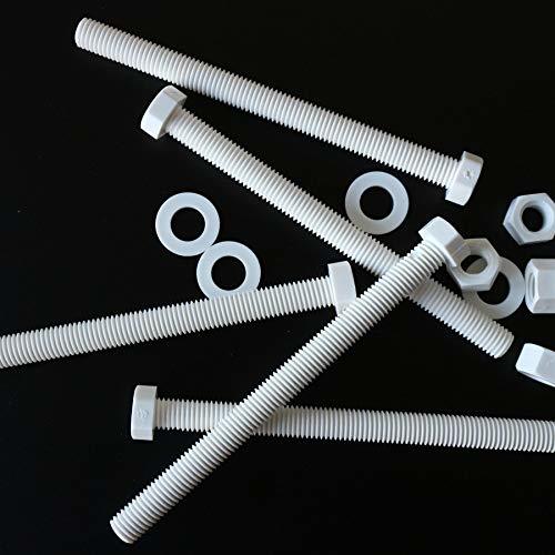 5x White Hexagon Head Screws Polypropylene (PP) Plastic Nuts and Bolts, ... - $18.80