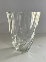 1980s Swirl Art Glass Vase Crystal Clear 5&quot; Tall France 1/4” Thick Heavy... - £12.37 GBP