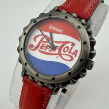 Pepsi Cola Quartz Watch Women Silver Bottle Cap Shape Leather Analog New... - $531.60 MXN