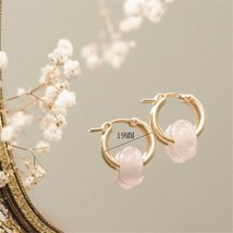 Gemstone Hoop Earrings 14 Gold Filled Handmade Garnet Earrings Gold Jewelry Mini - £44.83 GBP