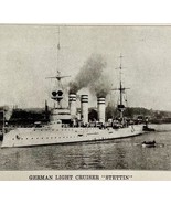 1914 WW1 Print German Light Cruiser Stettin Warship Antique Military Col... - $880.69 MXN