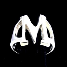 Initial Mu Sterling silver ring Greek alphabet capital letter M high polished 92 - $55.00