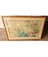 VTG Japan Woodblock Print 37.5x25.5 Framed Art Piece Nihon Shohin Nyoshi... - $199.99
