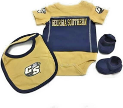 New Infant 3 Pc Ncaa Georgia Southern Golden Eagles 1-PC Bodysuit, Bib, Booties - $12.50