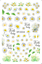 Nail Art 3D Decal Stickers beautiful fresh daisy green leaves XF3334 - £2.70 GBP