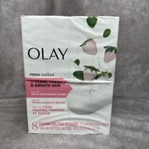 8 Olay Fresh Outlast White Strawberry &amp; Mint Cleansing Bars 4oz Each Large Size - £19.27 GBP