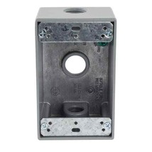 Open box-Commercial Electric 3/4&quot; 3-Hole1-Gang Box  Gray  Wet Rated - 43... - £2.32 GBP