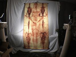 Shroud of Turin, Full Size Body, Sepia on Linen, 6 x 3 feet, Free Book - $178.19