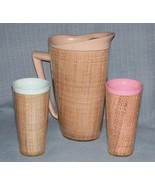 Vintage Raffiaware Thermo-Temp  10&quot; Pitcher  and Tumblers MCM - $320.28 MXN
