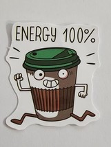 Energy 100% Running Coffee Cup Multicolor Super Cute Sticker Decal Embel... - $3.07