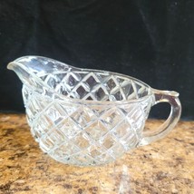 Oval Cream Pitcher Clear Depression Glass Diamond Design Starburst on Bo... - $7.91