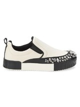 Karl Lagerfeld Paris Ellison Graphic Leather Sneakers Ecru Size 6 New In Box - £134.35 GBP