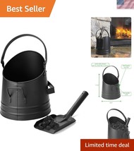 Rustic Round Metal Ash Bucket &amp; Shovel - Perfect for Wood Stoves &amp; Firep... - $36.50