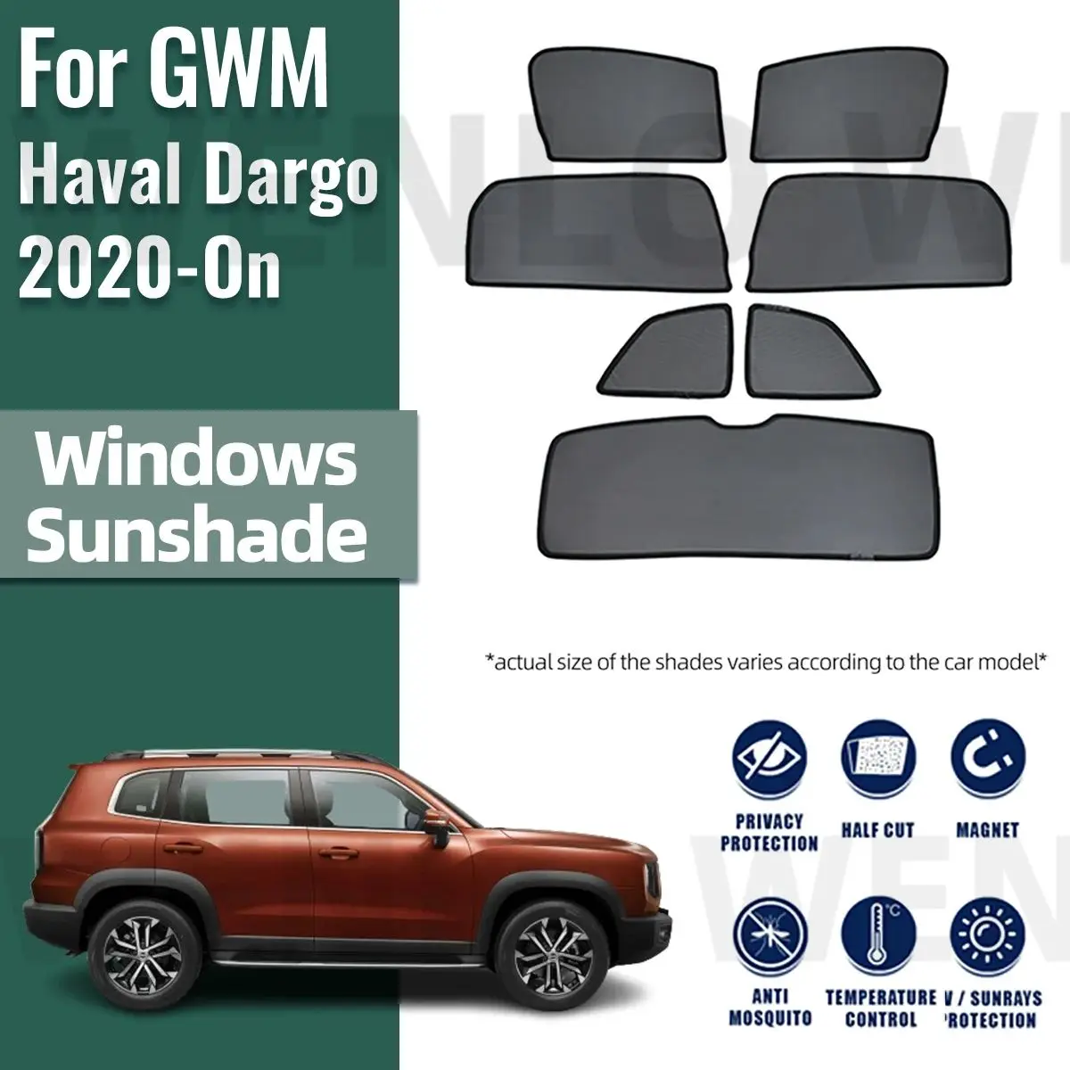 For GWM Haval Big Dog Dargo 2020 2021 2022 2023 2024 Magnetic Car Sunshade Front - £29.05 GBP+