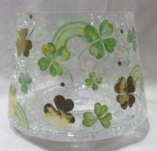 Yankee Candle Jar Shade J/S Clear Crackle Glass ST PATS DAY Shamrocks green gold - £34.33 GBP