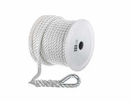 Seachoice Anchor Line Rope, 3-Strand Twisted, White, Nylon, 3/8 In. X 15... - $39.99