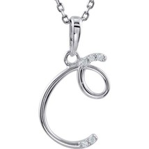 Precious Stars Sterling Silver 0.03CTW White Diamond Initial C Pendant Necklace - £92.00 GBP