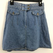 Free People Womens Denim Skirt Size 2 Braided Boho Highrise Hemp Blue Jean Skirt - £15.44 GBP