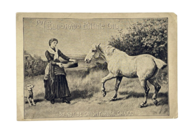 Victorian Trade Card Eldorado Engine Oil J.O. Bowlus Kansas Ohio Horse W... - $221.85 MXN