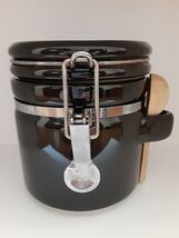 Black Ceramic Canister w/ Bail Lid &amp; Wooden Scoop / Spoon - $10.00