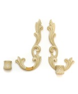 2 Antique Wood Carved Applique Leave Candle Holder Ornament Furniture Wa... - £38.90 GBP