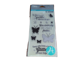 Hampton Art Jillibean Soup Clear Stamps 12 Butterflies Sparkle Heart Flutter ++ - £7.58 GBP