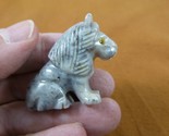 Y-LIO-SI-5 gray white LION wild cat carving SOAPSTONE PERU FIGURINE cub - $8.59