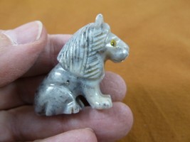 Y-LIO-SI-5 gray white LION wild cat carving SOAPSTONE PERU FIGURINE cub - $8.59