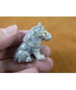 Y-LIO-SI-5 gray white LION wild cat carving SOAPSTONE PERU FIGURINE cub - $11.77 CAD