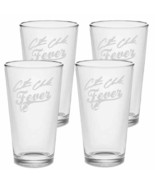 Set - Clark Fever Pint Beer Glasses Etched Tumblers Drinkware 16 oz Indi... - $45.00+