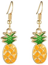 18K Gold Plated Sweet Fruit Green Leaf Yellow Pineapple Charm Women Girls - £30.14 GBP