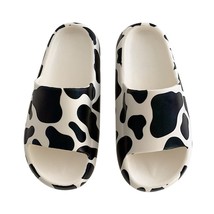 Summer Home Cow Pattern Women Slippers Black White Thick Sole Girls Platform Sho - £20.95 GBP