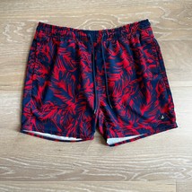 Sperry Men&#39;s Red Blue Lined Hybrid Drawstring Swim Trunks Large - £18.17 GBP