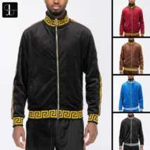 Men&#39;s Velour Track Jacket - Soft Luxurious Fabric, Full Zip, Stylish Design - $35.50