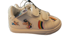 KomForme Girl&#39;s Sz 7 Shoes Sneakers Canvas White Rainbows/Stars/Ponies NEW - $25.31