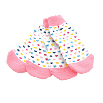Non Skid Heart Pink and White Cotton Dog Socks Sizes XS-XL   - $227.89 MXN