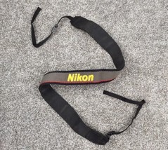 VTG Nikon Camera Strap Neck Shoulder Grey Black Yellow Red 90's Nikon Logo - $11.99