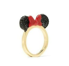 Kate Spade X Disney Minnie Mouse Ears Limited Edition Gold Plate Ring Pave  - £39.32 GBP
