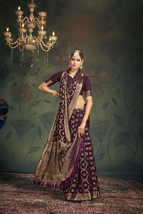 Designer Purple Heavy Pure Viscose Weaving Work Sari Georgette Party Wear Saree - £66.95 GBP