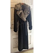 Steve By Searle Black Coat Women&#39;s Fur Collar Longline Belted Jacket Siz... - £168.18 GBP