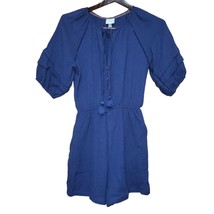 Knox Rose Womens Medium Romper Navy Blue Tie V Neck Elastic Waist Boho C... - $189.40 MXN