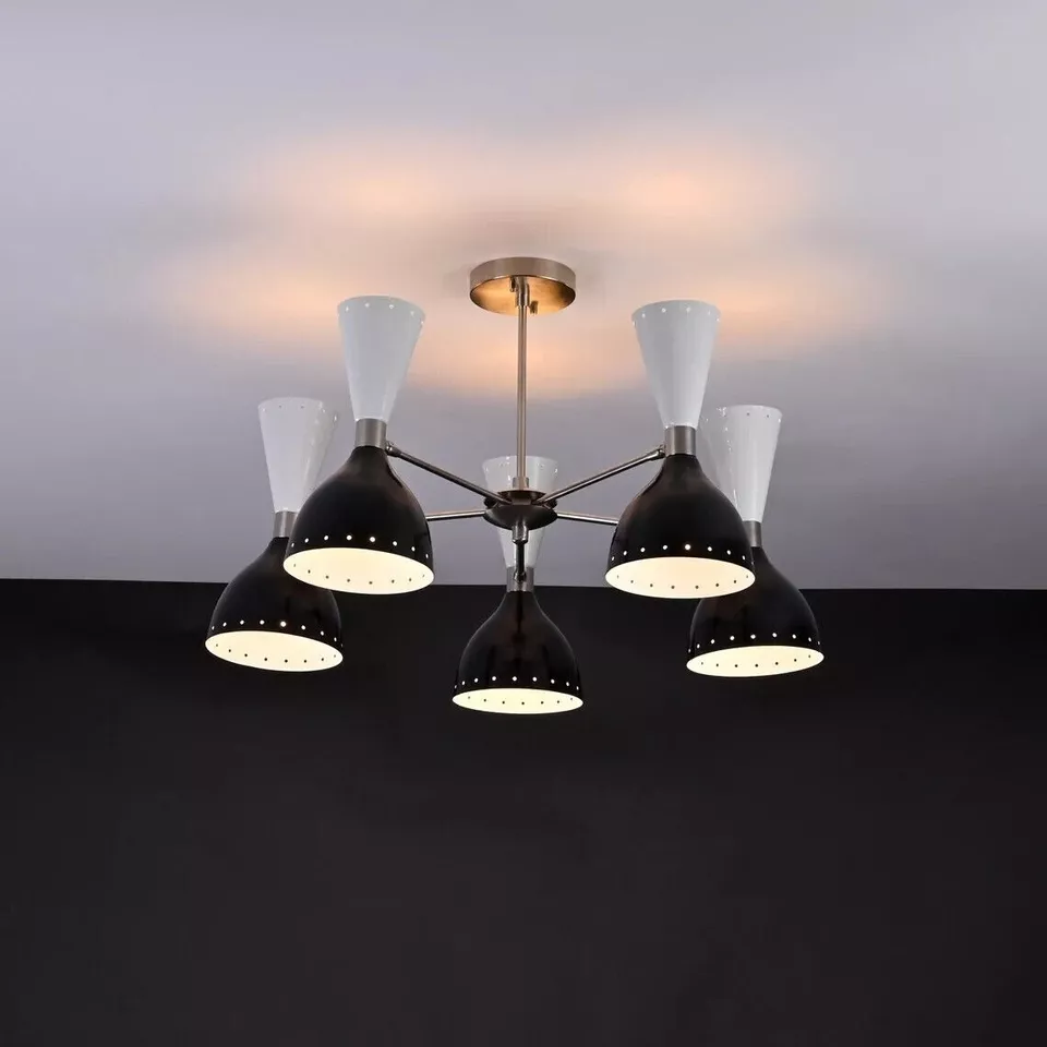  10 Light Elegant Italian Pendant Modern Stilnovo Style MidCentury Brass Sputnik - £308.46 GBP