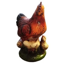 Vtg Chicken Hen &amp; Chicks Babies Shelf Table Decor Handmade Handpainted 8&quot;tx6.5&quot;l - £14.91 GBP