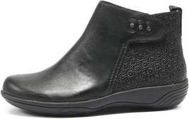 Halsa Footwear Black Leather Ankle Boots Textured Detail Cushioned Insol... - £124.11 GBP