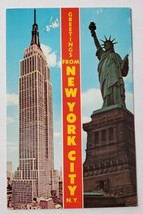 Postcard Statue Of Liberty Empire State Building New York City Usa - £3.79 GBP