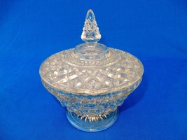 Candy Dish With Lid ,Glass Clear Vintage 1940&quot;s 1950&quot;s Molded Glass W/Star Cut - £15.38 GBP