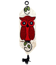 Vintage Red Owl Latch Hook Rug Completed Wall Hanging Mod Retro 3D Yarn Art 40” - £9.46 GBP