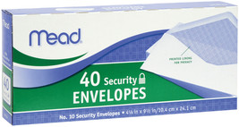 Mead Boxed Envelopes 4.125&quot;X9.5&quot; 40/Pkg Security #10 - $16.25